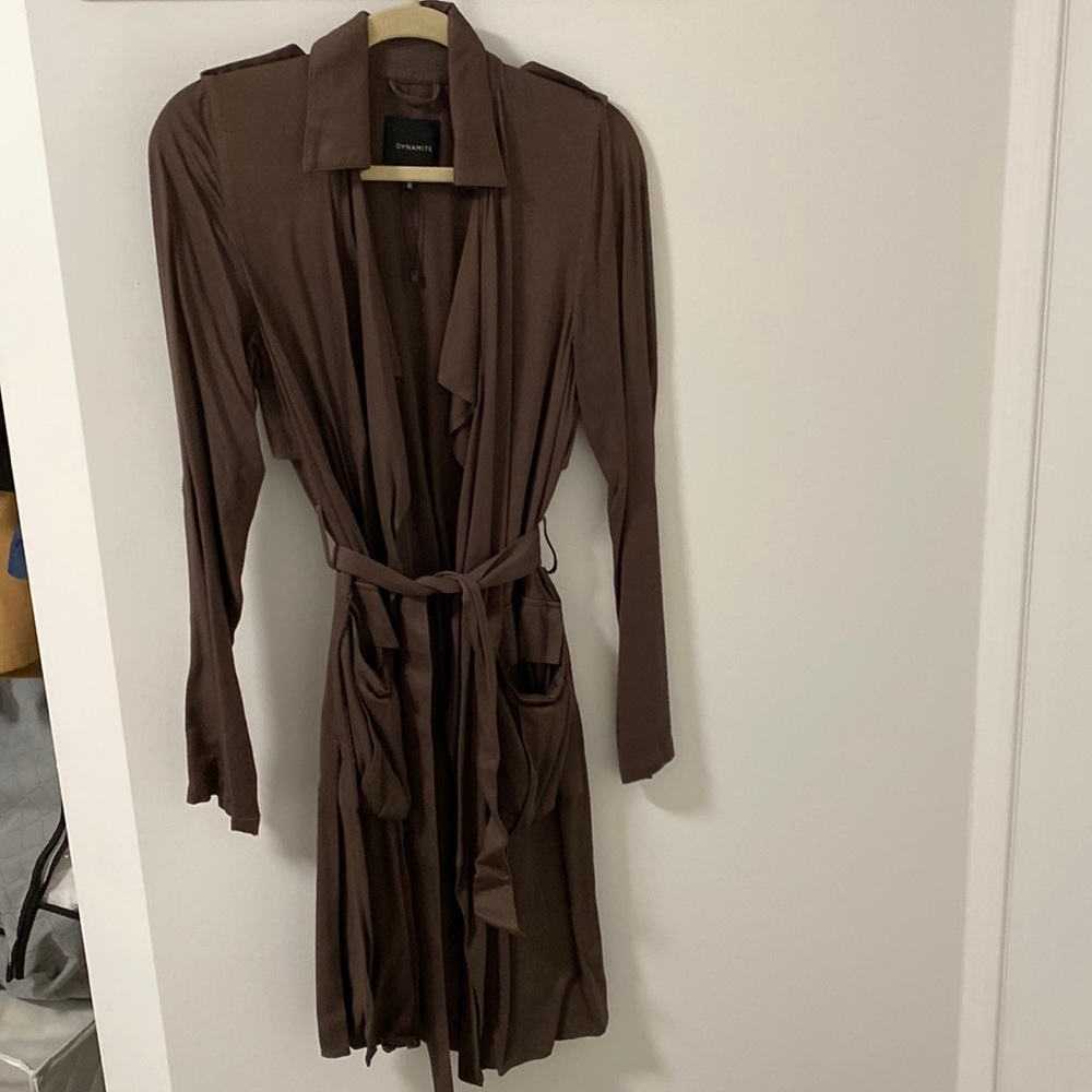 Long sleeve duster jacket with cargo pockets
